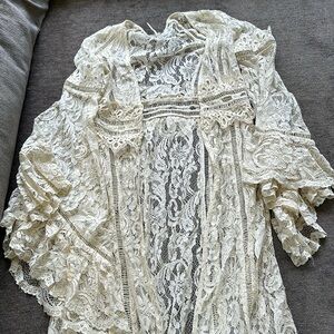 Free people long lace cardigan